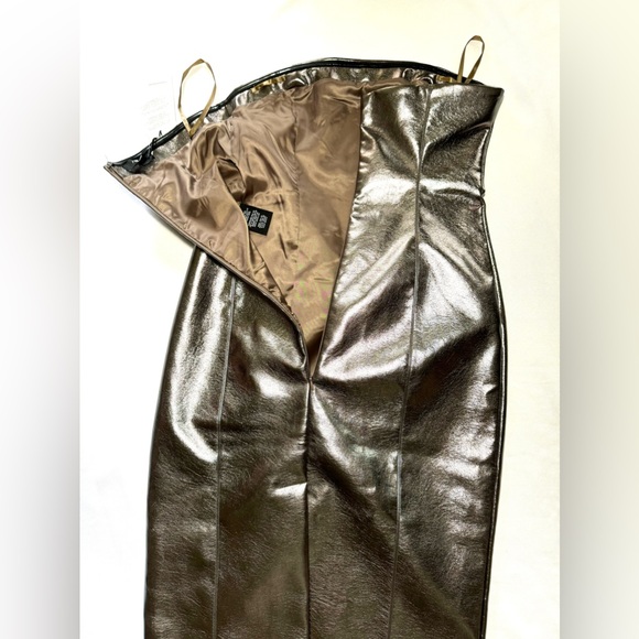 METALLIC SHINY MIDI NIGHT DRESS Fabric imitation leather - Picture 4 of 15